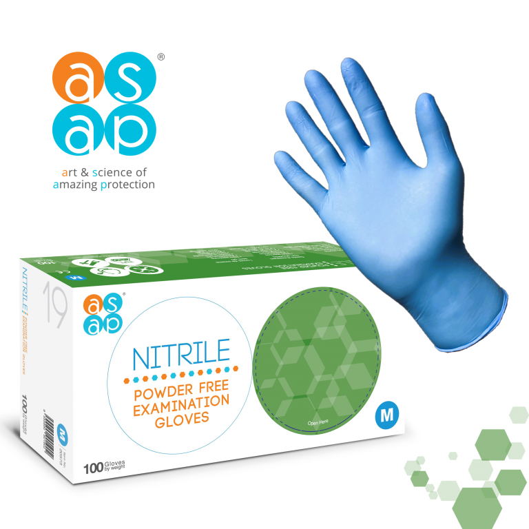 Picture of ASAP Nitrile Powder Free Gloves Blue Medium 