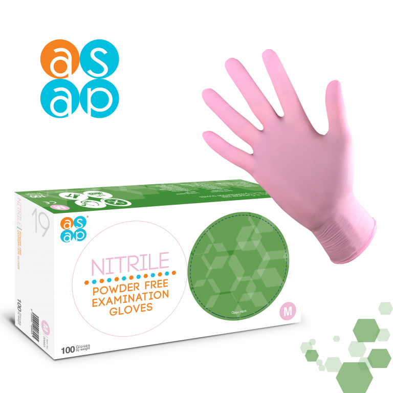 Picture of ASAP Nitrile Powder Free Gloves Pink Large 