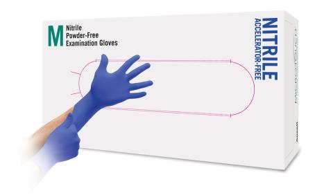 Picture of Nitrile powder free gloves Nitra Accelerator free Medium Blue (100 pack)